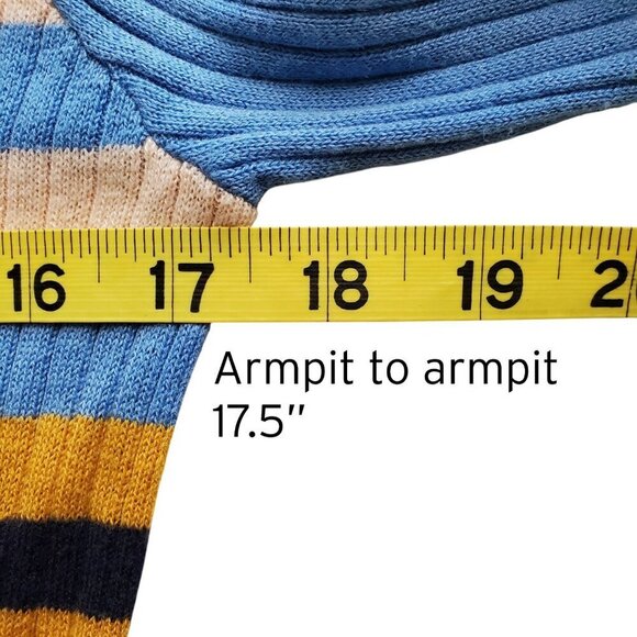 English Factory Multicolor Stretchy Crew Neck BodyCon Striped Sweater Size L - Picture 9 of 13